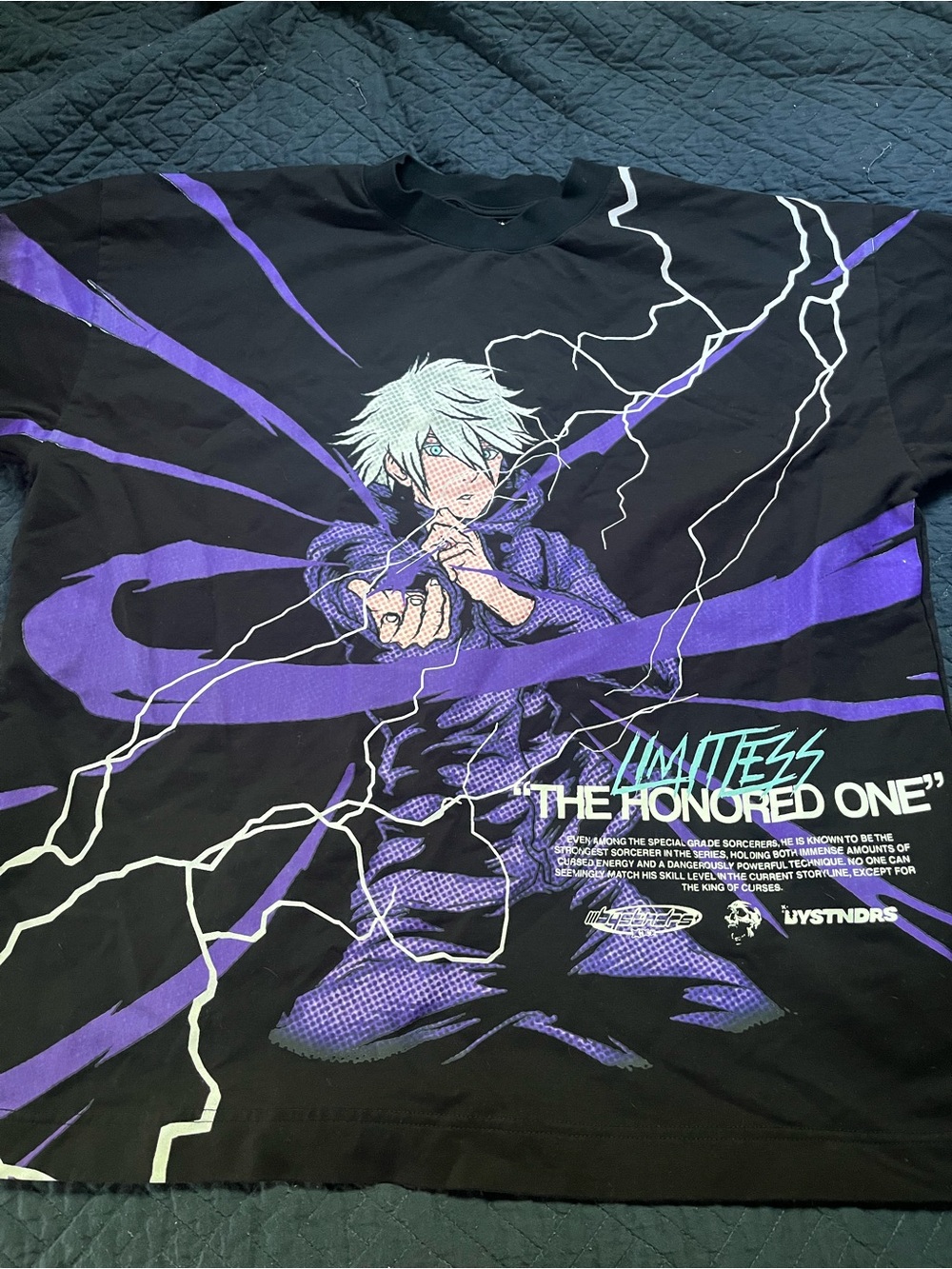 Graphic Anime Short Sleeve Tee - Black & Purple
